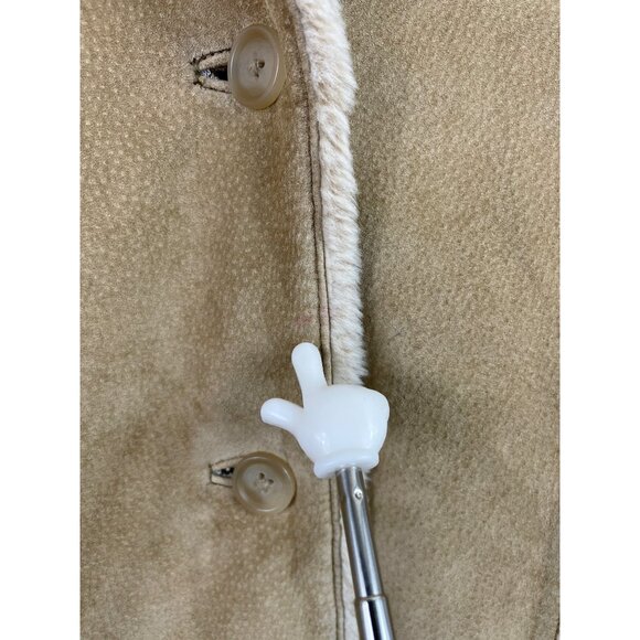 Eddie Bauer Womens Size MED Beige Tan Suede Leather Faux Fur Lined Coat Jacket - Picture 7 of 15